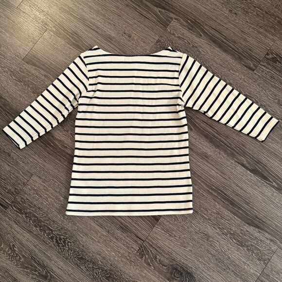 L.L Bean Cream and Navy Striped 3/4 Sleeve Boatneck - Picture 9 of 9